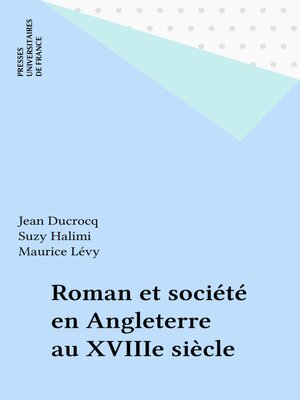 cover image of Roman et société en Angleterre au XVIIIe siècle